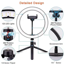26cm 10" Lamp Bluetooth Remote USB lighting Desk Mini Ring Fill Light Phone Steam Makeup, Led Circle Selfie With Tripod Stand
