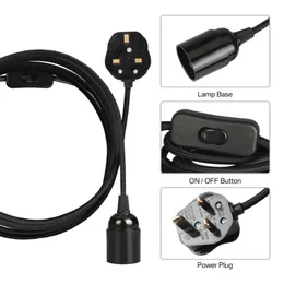 Lampy wiszące Światła E27 Podstawy lamp 2/3/4M Przewód zasilający Kabel UK Wtyczka wisząca Adapter W/Przewód przełączający do uchwytu do gniazdka