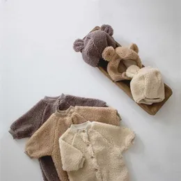 Milmantel Winter Baby Clothes Toddler Dziewczyny Pajacyki z kapelusz Podwójne zagęszczanie Outfit Urodzony Odzież 211229