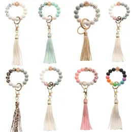 Coloridas siliconas abaloradas pulsera brazalete llavero para mujeres bolso de niñas silicona llavero accesorios de joyería