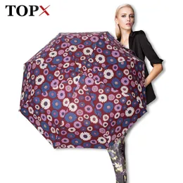 創造的な花の自動傘雨の女性男性3倍の光と耐久の強いカラフルな傘の子供雨の日当たりの良い卸売201104