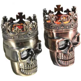 50PC / Lot King Skull Shape Metal Tobacco Grinder Herb Smoke Rökning Grinders Hand Muller Magnetisk Hand Muller # 2715