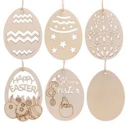 Wood Products Easter Decoration Egg Pendant Family Party Props Home Decoration Children's Hand Painted Wood Chip