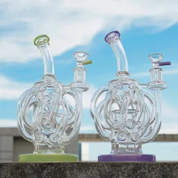 Exclusivo 12 Tubo Reciclador de Vidro Bong Vortex Recycler Oil Dab Rigs Super Cyclone Percolator 14mm Feminino Tubos de Água Conjunta XL-137