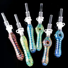 Kit collettore di nettare con punte al quarzo con giunto da 10 mm Dab Straw Oil Rig Tubo da fumo in silicone Tubo di vetro Accessori per fumatori dab rig