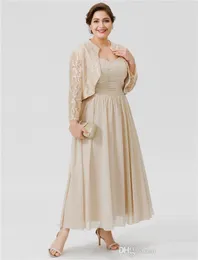 Plus-Size Mother Of The Bride Dresses Two-Piece Long Sleeve Square Appliques Race Evening Dress Floor Length Custom Made Prom Gowns