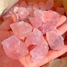 200 g naturlig rå rosa roskvartkristall grovt stenprov för tumling, polering, wicca reiki crystal healing hopp11