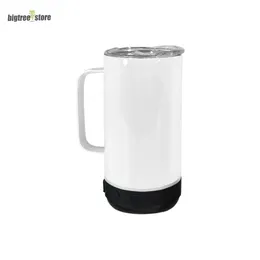 US warehouse 14oz Sublimation Coffee Mugs with Bluetooth Speaker Stainless Steel Handle Tumbler USB Charger Double Wall Music Blank White Water Bottle Fast