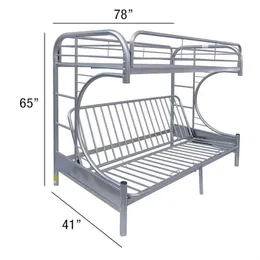 US Stock ACME Eclipse Bunk Bed (Twin/Full/Futon) Bedroom Furniture in Silver Black a31 a23