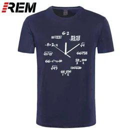 REM 100％コットン数学クロックプリント面白い男性Tシャツカジュアル半袖OネックメンズTシャツクール夏TシャツメンズティーシャツG1222