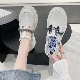 Shoes Women Casual Sneakers Platform Thick Sole Fashion 2022 Square heel Lace-Up Summer Slip-On High Low Round Toe Retro PU Mary