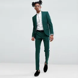 Classy Green Slim Fit Mens Prom Garnitury Dwa Kawałki Szal Kapel Garnitur Ślubny dla mężczyzn Tuxedos Blazers Kurtka i spodnie1