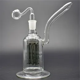 Hot sale Glass bubbler bong with 8arms tree perc ashcatcher bongs two function dab rig recycler bongs glass hookah bong with oil burner pipe