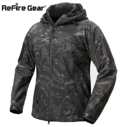 ReFire Gear Shark Skin Soft Shell Giacca militare tattica da uomo Cappotto in pile impermeabile Abbigliamento militare Giacca a vento mimetica 201111