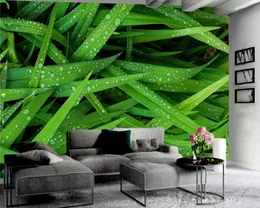 Szmaragdowy Dew Leaf 3D Tapety 3D Mural Papier ścienny do salonu Dostosowana tapeta na ściany Dekoracja domu