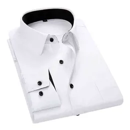 Högkvalitativa mänskjorta 2020 Vår Långärmad Klänning Formell Business Arbetskjorta Män Twill Shirts Slim Fit Man Vit Skjortor DS378 G0105