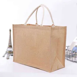 NXY Shopping Bags pouch Burlap with Laminated Interior and Soft Cotton Handle Women Grocery Bridesmaid Gift 220128