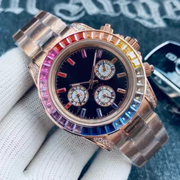 Klasyczne zegarek męskie automatyczne zegarki mechaniczne Rainbow Di 40 mm Pasek ze stali nierdzewnej Wodoodporna konstrukcja Fashion Na rękę Montre de Luxe