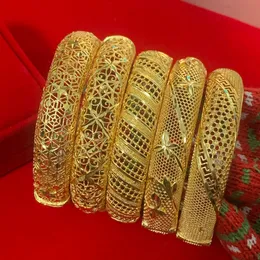 15 мм толстый Дубай полый элегантный женский браслет из 18-каратного желтого золота с наполнением для свадебной вечеринки, свадебные украшения, подарок