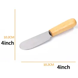 10cm Stainless Steel Tools Spatula Butter Cream Scraper With Wooden Handle Cheese Knife Kitchen Tool Baking Gadget Christmas Gift WVT0525