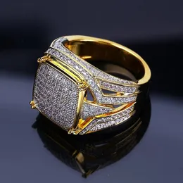 18k Gold Square Diamond Ring Champion Motorbike Hip Hop Pierścienie dla mężczyzn Biżuteria Will i Sandy