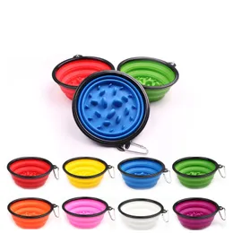 Colapsible Pet Dog Cão Gato Alimentação Bacia Alimentício Lento Alimentador de Água Alimentador Silicone Dobrável Choke Tigelas para Alimentadores de Viagem ao Ar Livre