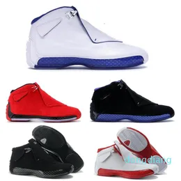 Новые 2022 Jumpman 18 18s Баскетбольные кроссовки Мужские кроссовки OG Белый Красный Синий Замшевые спортивные Королевские хромированные Chaussures Мужские высокие спортивные кроссовки S