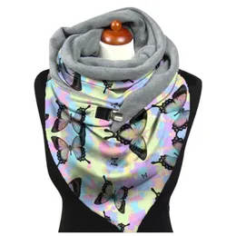 2020女性の女性の冬のレトロなデザイナースカーフ折り返し女性蝶ボタンソフトラップカジュアルな暖かいスカーフショールイギリスのスカーフ