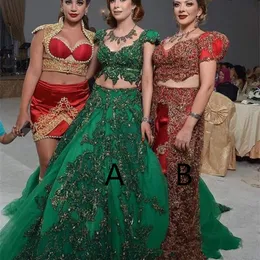 Two Pieces India Style Prom Dress Mermaid Short Sleeves Dubai Abaya Arabic Evening Party Dress Informal Occasion Gowns