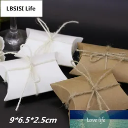 Lbsisi Life 10 sztuk Prezent Cukierki Box White Craft Poduszki Kształt Ślub Pudełko Party Cukierki Cukierki Torby Party Favor Supplies