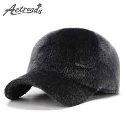 [AETRENDS] Berretto da baseball invernale da uomo Cappello da camionista antivento da esterno Pelliccia sintetica Cappelli papà caldi Z-10071 J1225