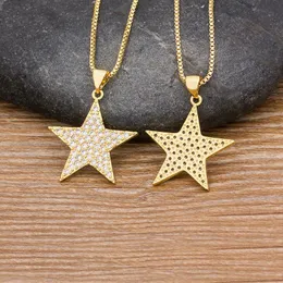 Hot Sale Star Shape Pendant Halsband för Kvinnor Flickor Lyx Crystal Statement Halsband Koppar Zirconlucky Chokers Smycken Gåvor