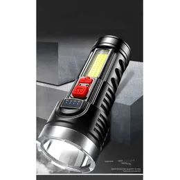 Portable Flashlight Rechargeable Adjustable USB Bright Light Convenient Waterproof Woman Man Electric Torch Hiking Outdoor 8fx K2