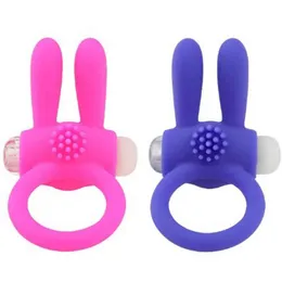 NXY Cockrings Elastic Rabbit Penis Vibrator Ring Delay Ejacualtion Sexleksaker för män Silicone Cock Vibrerande klitoris Stimulera 0215