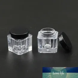 High Quality 50pcs/lot 4g Square Shape Clear Cream Jar With Black Lid Cosmetic Container Plastic Bottle Makeup Sample Jar PS Pot