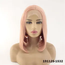 Короткие полные прямые синтетические волосы кружева передние боб парики симуляторы человеческих волос парик Perruques de Cheveux Hughtines