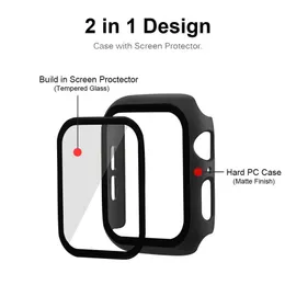 Vetro + copertura per Apple Watch case 7 6 5 SE 45mm 44mm 41mm 40mm protezione schermo paraurti per iwatch serie 4 3 2 1 38mm 42mm