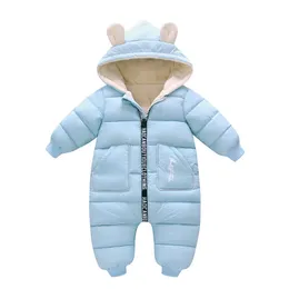 Olekid 2020 Winter Baby Recle Płaszcz Kurtka plus aksamitne dziewczynki Snowsit Down Cotton Baby Boy Rompers Neddler Neardbor