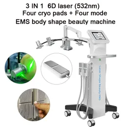 6D Lipo Laser 532NM Kroppsbantning Icke-invasiv skönhetsmaskin Cryolipolys frysning Fettavlägsnande EMS Dra åt hudteknik Viktminskningsmaskin