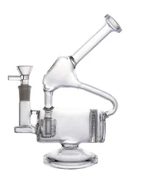 Vintage 9Inch Sideways Funnel Recycler Glass BONG Hookah Smoking Pipes Oil Burner with BOWL can put customer logo