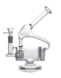 Vintage 9 Inch Zijwaarts Trechter Recycler Glas BONG Waterpijp Pijpen Olie Brander met KOM kan klant logo