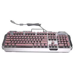 X10 Retro Round Typewriter Light Transmission KeyCap Wired Mechanical Gaming Keyboard Flera ljuseffekter Round1