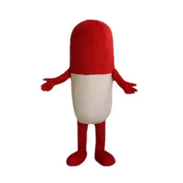 2018 de alta qualidade quente vermelho e branco pílula cápsula Mascot Costumes personagem de banda desenhada Adulto Sz