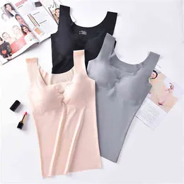 Ice Silk Tank Top Wireless Paded Lingerie Push Up Seamless Padded Vest Crop Top Tee Camisole Feminino Sleep Cami Soutien Gorge Y220304