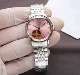 Women Automatic Mechanical Watches Minimalism geometric Skeleton Wrist watch Waterproof clock Stainless Steel Strap 32mm