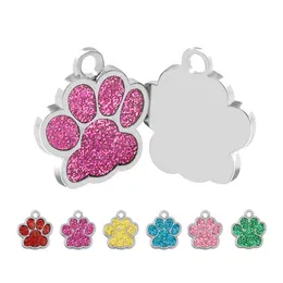 Wholesale 100 Pcs Paw Dog Id Tag nameplate Engraved Name Custom Personalized cat Dog Tags nametag Dog Collar Pet ID Tag Pet Shop 201126