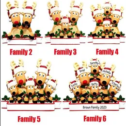 2020 Reindeer Christmas Personalized Ornaments Survivor Quarantine Family 3 4 Mask Snowman Hand Sanitized Xmas Decorating Creative Pendant