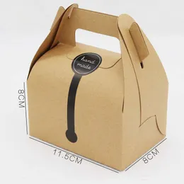 Ambalaj Yemeği Servisi Gıda Ambalaj Kek Kraft Kağıt Kutusu Kolu Kutuları Ile Noel Doğum Günü Düğün Parti Şeker Hediye Paketleme Sticker