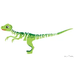 Динозавр с днем ​​рождения баннер партии украшения, джунгли овсянка флаг гирлянда дети взрослых благоприятных поставок CCE13314