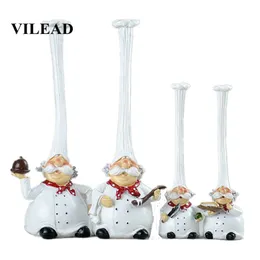 Vilead 20 CM 28cm Żywica High Hat Chef Figurki Amerykański Rustykalny Kreatywny Kuchnia Restauracja Home Decoration Ozdoby Ozdoby Rzemiosła Prezent T200703